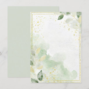 Convite Papelaria de casamento em aquarela verde e dourado