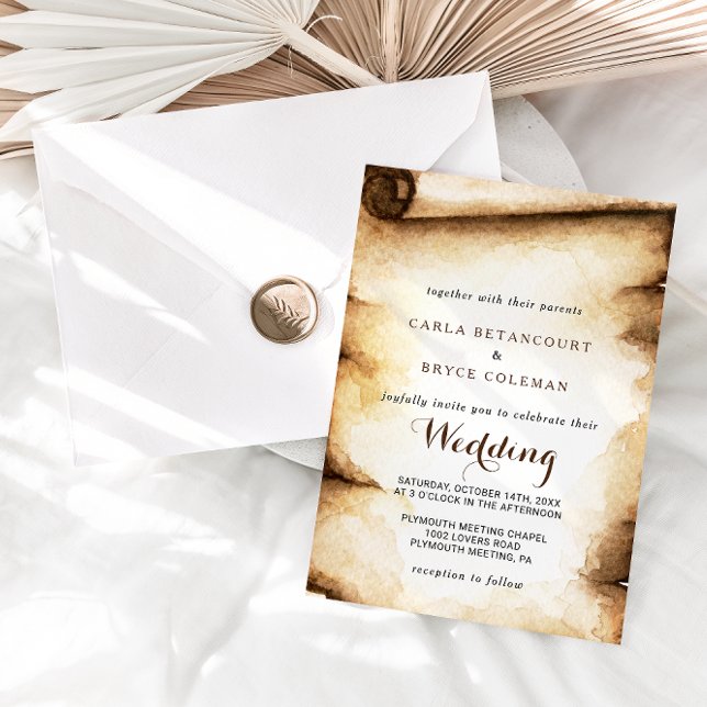 Convite Paper Scroll Rustic Country Wedding (Criador carregado)