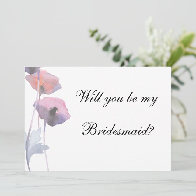 Convite Papoila púrpura ser uma proposta de dama de honra (Em pé/Frente)