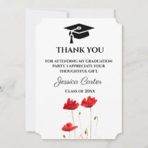 Papoulas Vermelhas Florais Agradecimento de Gradua