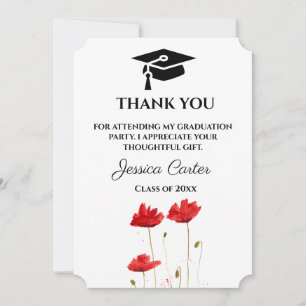 Convite Papoulas Vermelhas Florais Agradecimento de Gradua