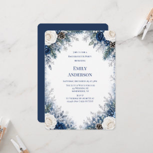 Convite Par de Noiva Rosa Azul e Branco Winter Wonderland