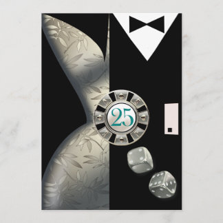 Convite Par Deco Casal 25º Aniversário | prata
