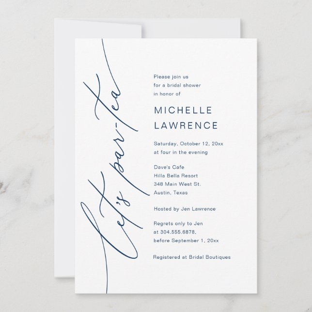 Convite Par-tea de vamos, celebração de Partido Chá de pan (Frente)