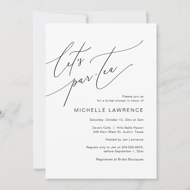 Convite Par-tea de vamos, celebração de Partido Chá de pan (Frente)