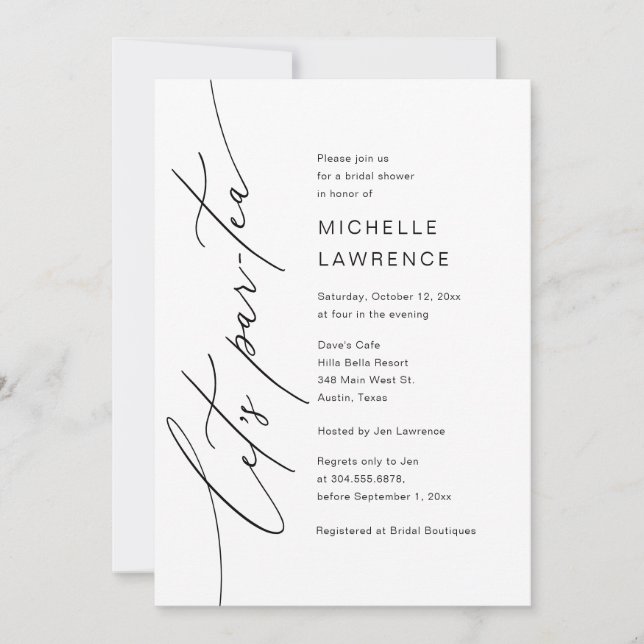 Convite Par-tea de vamos, celebração de Partido Chá de pan (Frente)