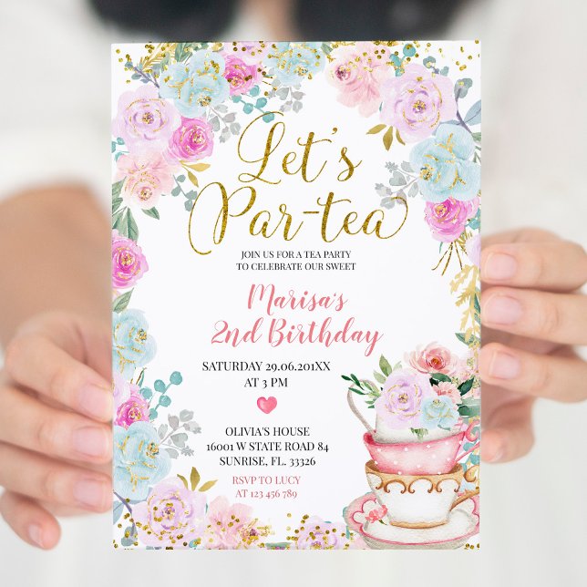 Convite Par tea Floral Chá Aniversário (Criador carregado)