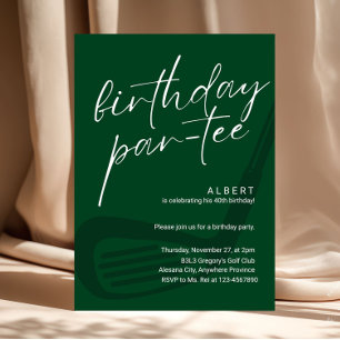 Convite Par-Tee de Aniversário de Golfe Minimalista Verde