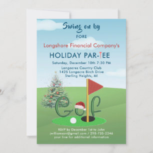 Convite Par-Tee do Tema do Golfe de Natal Comercial