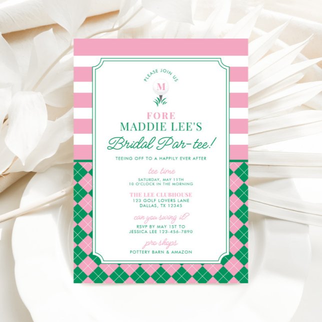 Convite Par-tee para Chá de panela de Golfe (Golf Par-tee Bridal Shower Invitation)