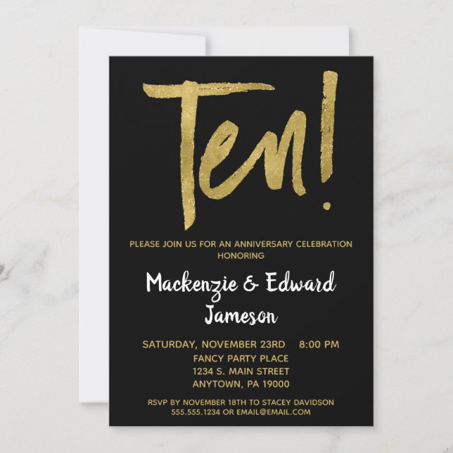 Convite para 10 anos do Script Dourado Preto (Frente)