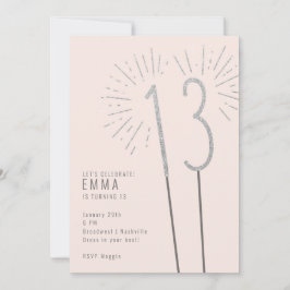 Convite para 13 Birthday Sparkler Girl