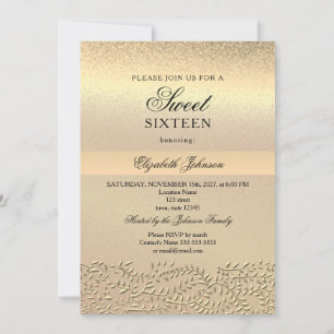 Convite para 16 de aniversário do Elegant Dourado 