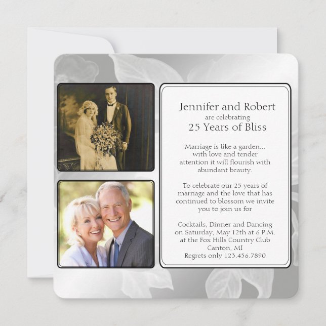 Convite para 25º Aniversário de Fotos no Jardim de (Frente)