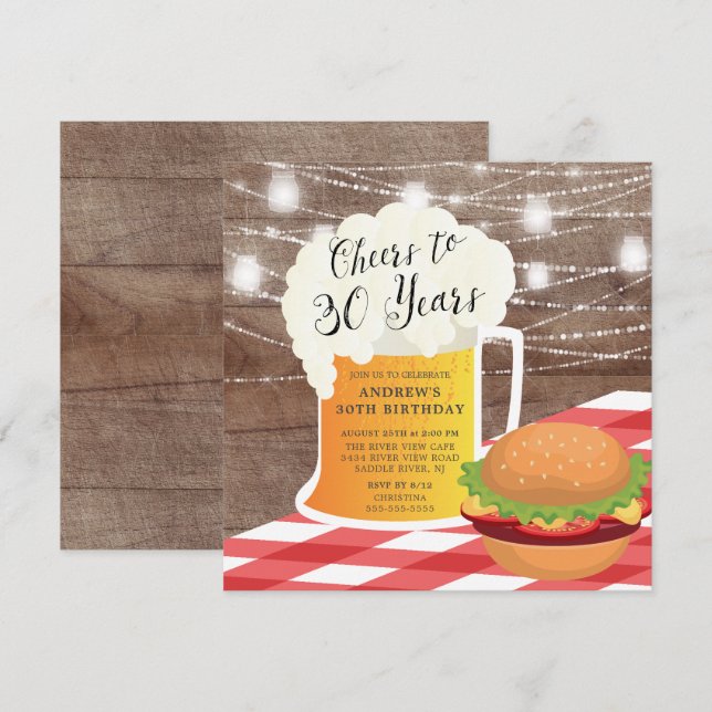 Convite para 30 anos de aniversário (Frente/Verso)