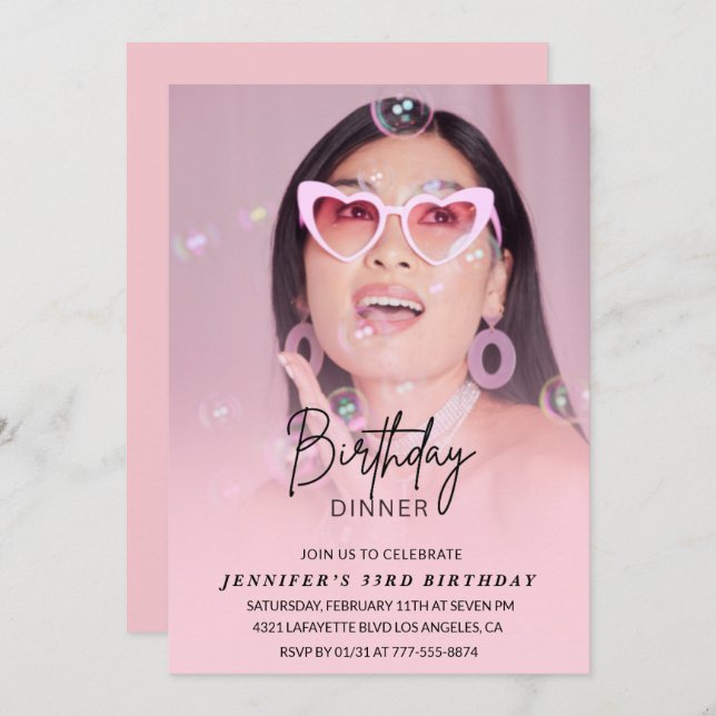 Convite para 33 anos Foto do Janto de aniversário (Frente/Verso)