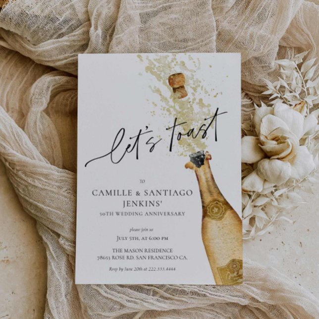 Convite para 50 anos de casamento do Elegante mode (Elegant Wedding Anniversary Invitation )