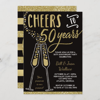 Convite para 50 anos, Faux Glitter/Foil