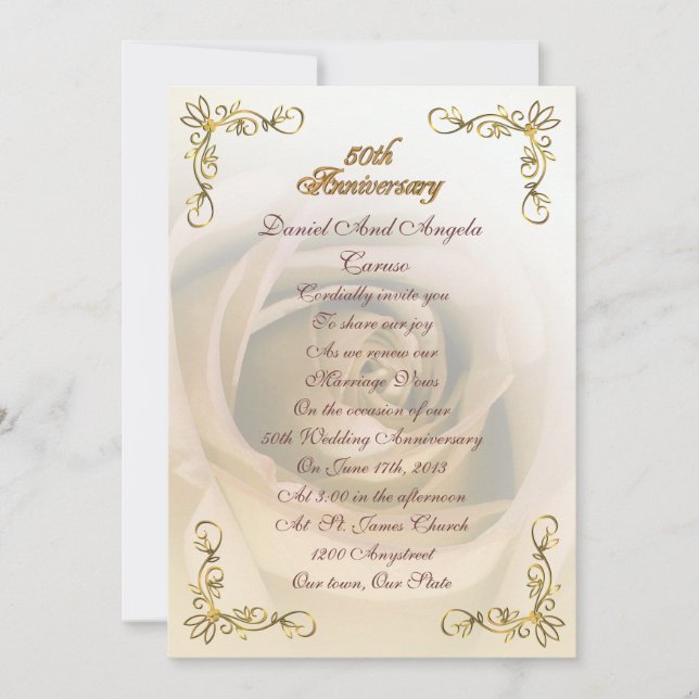 Convite para 50 anos Sepia rosa (Frente)