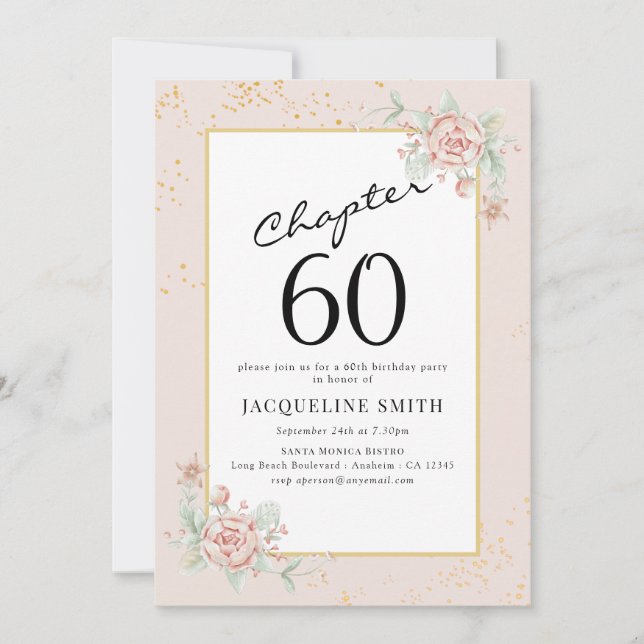 Convite para 60 anos do Elegant Floral (Frente)