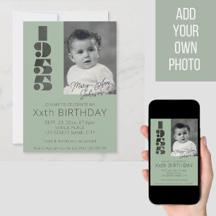 Convite para 70 de aniversário com ano fotográfico