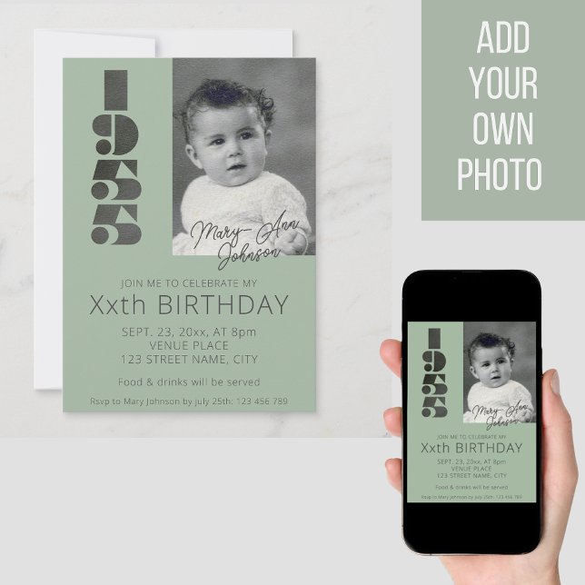 Convite para 70 de aniversário com ano fotográfico (Criador carregado)