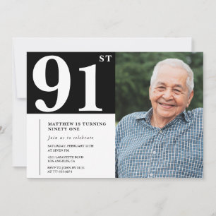 Convite para 91º aniversário de homens em foto pre