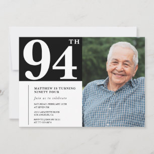 Convite para 94º aniversário de homens em foto pre