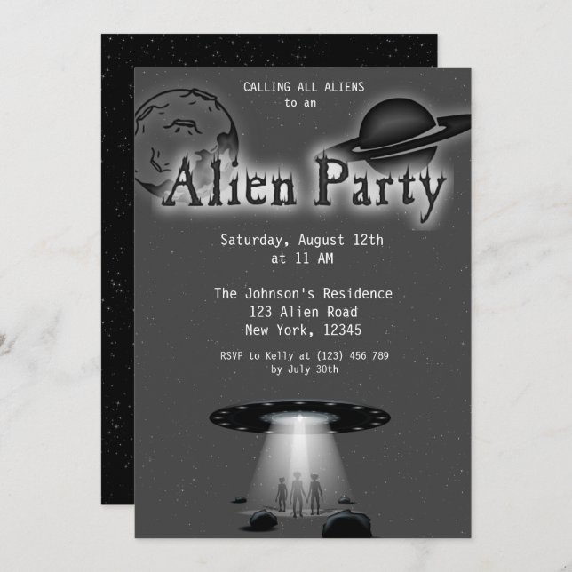 Convite para a Alienígena de Cinzas e OVNI super L (Frente/Verso)