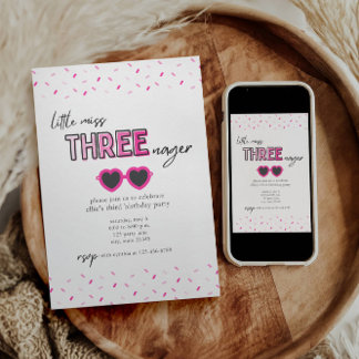 Convite para a aniversário de 3 anos da Miss Three