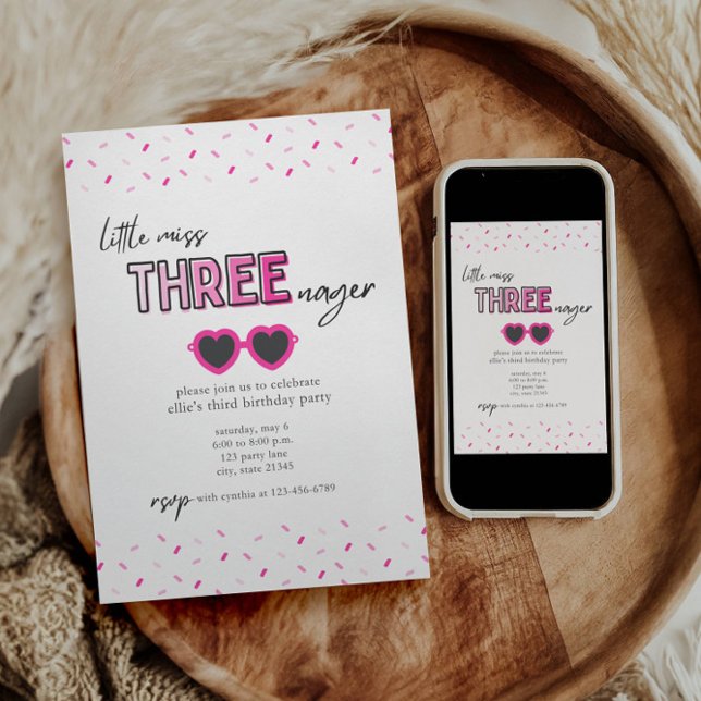 Convite para a aniversário de 3 anos da Miss Three (Criador carregado)