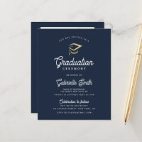 convite para a cerimônia de formatura azul do mari