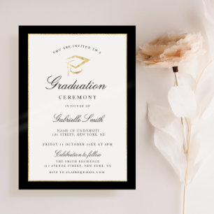 convite para a cerimônia de formatura em preto e o