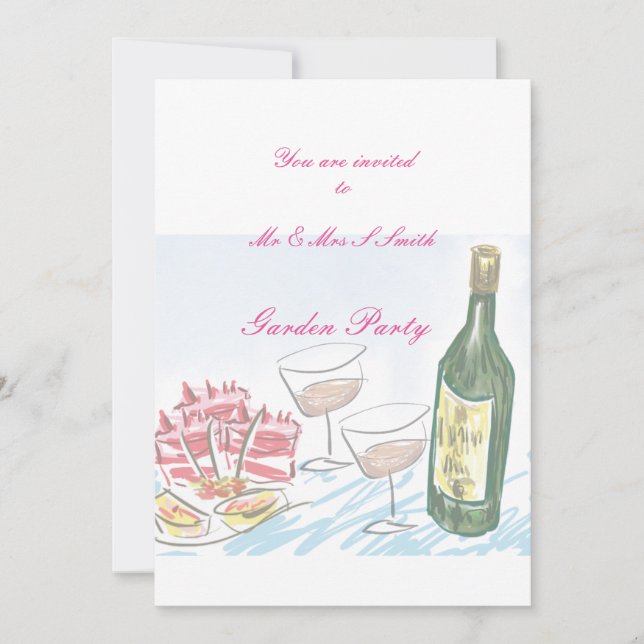 Convite para a comida e o vinho da festa do jardim (Frente)