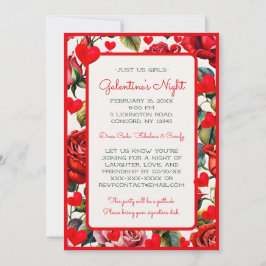 Convite para a Festa da Noite de Galentine - Rosas