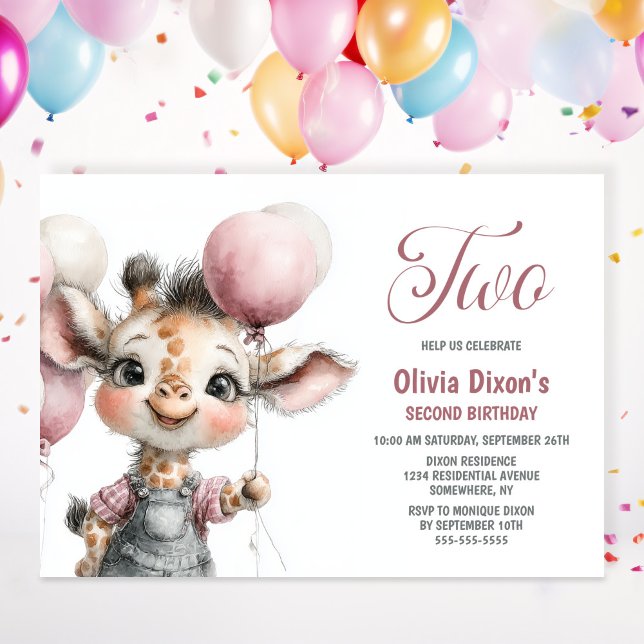 Convite para a Festa de 2º Aniversário da Girafa M (Criador carregado)
