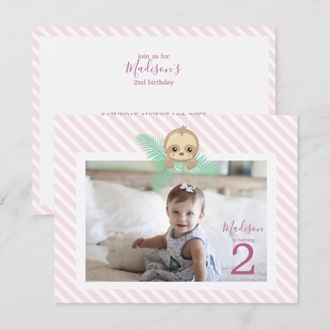 Convite para a Festa de 2 Anos do Bebe Preguiça Fe (Frente/Verso)