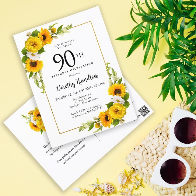 Convite para a Festa de Aniversário de 90 anos do  (Postcard Invitations- Same Great Style at an Affordable Price!)