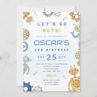 Convite para a Festa de Aniversário do Menino Robô