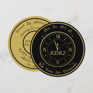 Convite para a Festa de Ano Novo 2027 Black Gold