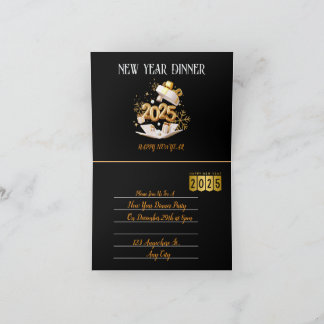 Convite para a Festa de Ano Novo Festiva Preta e D