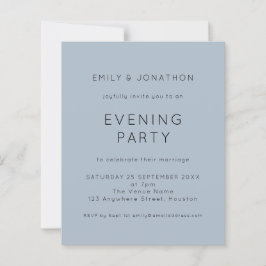 Convite para a Festa de Casamento Azul Simples de