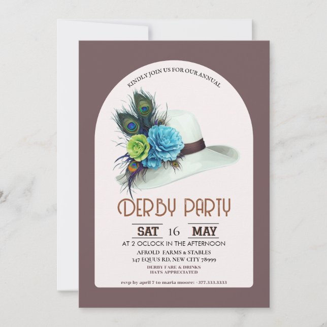 Convite para a Festa de Chapéus do Kentucky Derby  (Frente)