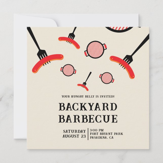Convite para a Festa de Churrasco Grill & Fork (Frente)