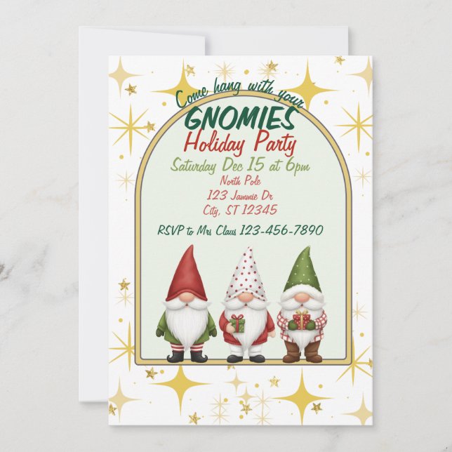 Convite para a Festa de Fim de Ano com seus Gnomos (Frente)