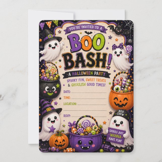 Convite para a Festa de Halloween Boo Bash  (Frente)