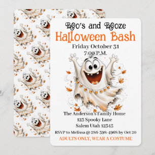 Convite para a Festa de Halloween Boo's & Booze