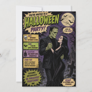 Convite para a festa de Halloween de Franki e Mort