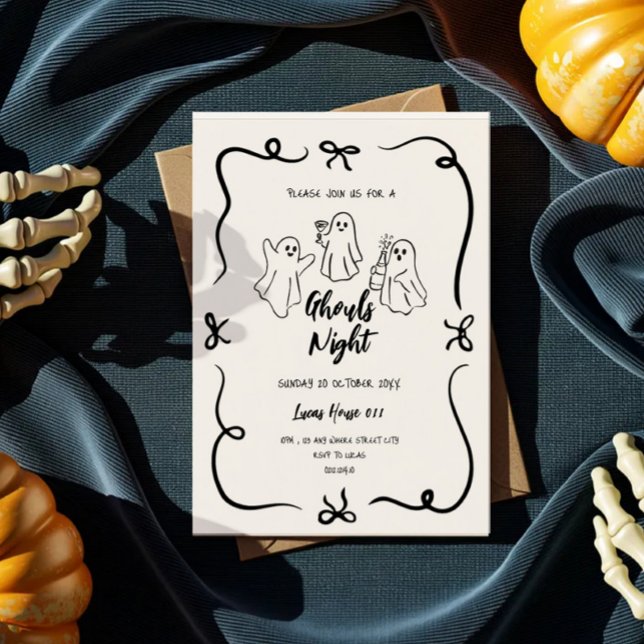 Convite para a festa de Halloween do doodle da Noi (Criador carregado)