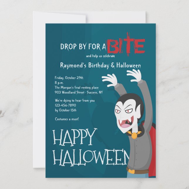 Convite para a Festa de Halloween do Drácula (Frente)